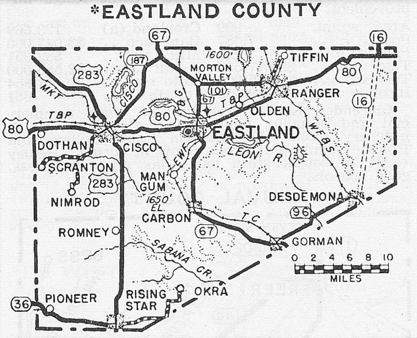 Map of Eastland County