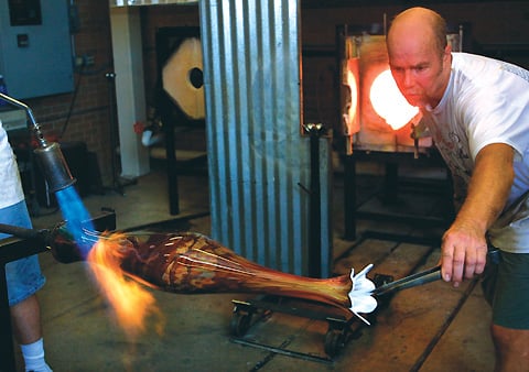David Keens creating a piece with a blowtorch