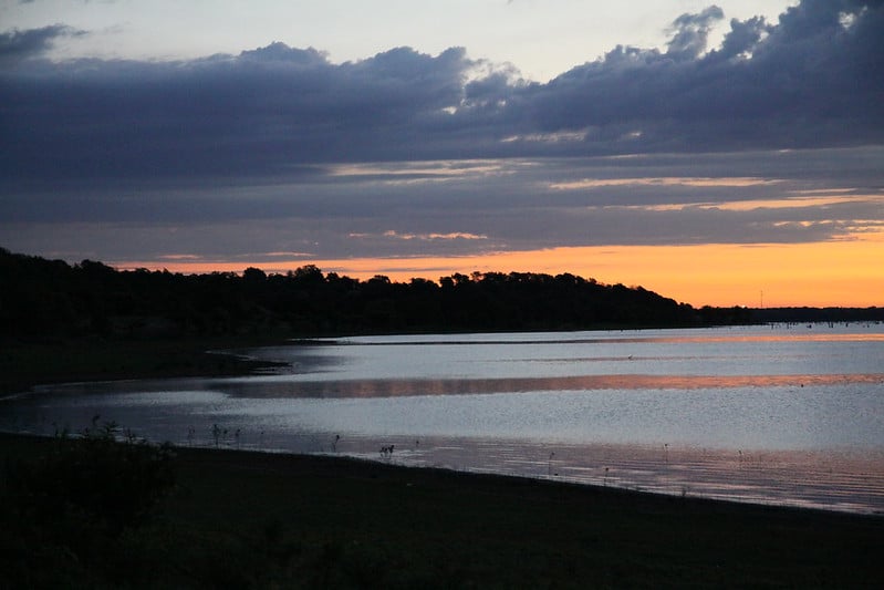 Campers can get a beautiful sunset at Benbrook Lake