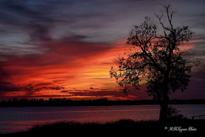A fiery sunset on Lake Pat Cleburn