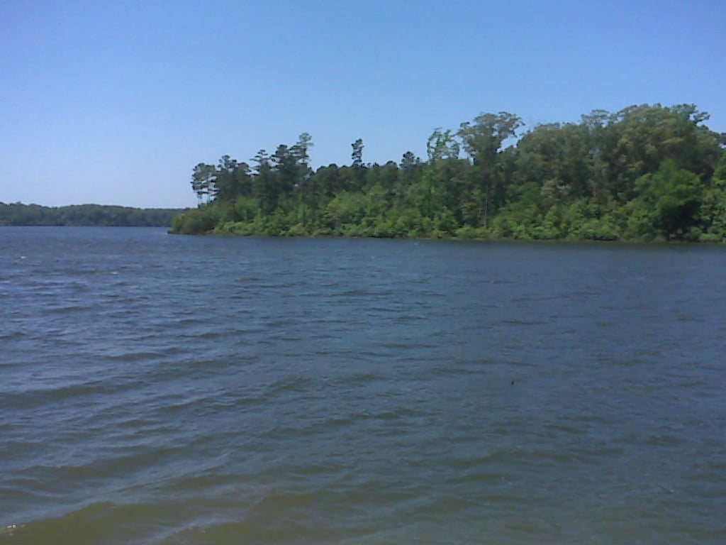 A view from the fishing pier on Lake Gilmer