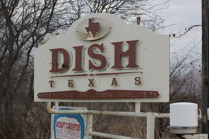 The town sign for DISH